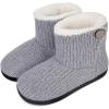 imageParlovable Womens Bootie Slippers Warm Knit Plush Lining Boots Comfortable Memory Foam Slipon Comfy House Shoes Breathable Indoor WinterGrey