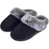 imageParlovable Womens Soft Cable Knit Slippers Soft Plush Faux Fur Collar Memory Foam Fuzzy House Shoes AntiSkid IndoorOutdoor Rubber SoleBlack