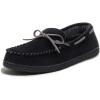 imageULTRAIDEAS Mens Luke Microsuede Moccasin Slippers with Tie Indoor OutdoorBlack