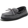 imageULTRAIDEAS Mens Luke Microsuede Moccasin Slippers with Tie Indoor OutdoorDark Grey