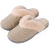 imageULTRAIDEAS Womens Comfy VRim Collar Knitted Scuff Slippers Ladies Fuzzy SlipOn House Slippers with NonSlip Rubber Sole
