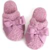 imageULTRAIDEAS Womens Fuzzy Slippers with Bow and Memory Foam Ladies Cute Slipon House Slippers for Indoor UsePurple