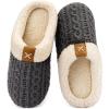 imageULTRAIDEAS Womens Indoor Bedroom Slipper with Memory Foam Gift for Women WoolLike House Shoe with AntiSkid Rubber Sole for LadiesKnit Grey