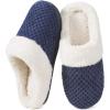imageULTRAIDEAS Womens Lambhug Comfy Fleece House Slippers Memory Foam Slipon House Shoes Indoor OutdoorEgyptian Blue
