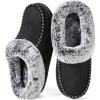 imageULTRAIDEAS Womens Memory Foam House Slippers with Hard Bottom Fur Lined House Shoes with NonSlip Rubber Sole for Indoor ampamp OutdoorBlack