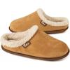 imageULTRAIDEAS Womens Warm Memory Foam Slippers Slipon Ladies Slippers with NonSlip Rubber SoleSuede Fleece Lined Indoor House ShoesCamel