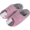 imageshevalues Fur Lined Animal Slippers for Kids Cute Girls Boys Unicorn Hedgehog House Shoes Fuzzy Embroidered Indoor Slippers WomenPink Hedgehog