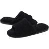 imageshevalues Terry Cloth Open Toe Slippers for Women Memory Foam Slip On House SlippersFuzzy Black