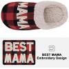 imageshevalues Best Mama Papa House Slippers for Mom and Dad from Daughter Son Memory Foam Indoor Slippers for Women MenPlush Collar  Best Mama Buffalo Plaid