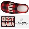 imageshevalues Best Mama Papa House Slippers for Mom and Dad from Daughter Son Memory Foam Indoor Slippers for Women MenTerry Cloth  Best Mama Buffalo Plaid
