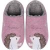 imageshevalues Fur Lined Animal Slippers for Kids Cute Girls Boys Unicorn Hedgehog House Shoes Fuzzy Embroidered Indoor Slippers WomenPink Hedgehog