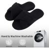imageshevalues Summer House Slippers for Women with Arch Support Breathable Waffle Cotton Indoor Slippers Slip on Open Toe Home ShoesBlack