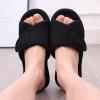 imageshevalues Summer House Slippers for Women with Arch Support Breathable Waffle Cotton Indoor Slippers Slip on Open Toe Home ShoesBlack