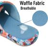 imageshevalues Summer House Slippers for Women with Arch Support Breathable Waffle Cotton Indoor Slippers Slip on Open Toe Home ShoesBlue