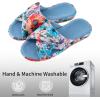 imageshevalues Summer House Slippers for Women with Arch Support Breathable Waffle Cotton Indoor Slippers Slip on Open Toe Home ShoesBlue