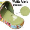 imageshevalues Summer House Slippers for Women with Arch Support Breathable Waffle Cotton Indoor Slippers Slip on Open Toe Home ShoesGreen