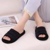 imageshevalues Terry Cloth Open Toe Slippers for Women Memory Foam Slip On House SlippersBlack