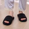 imageshevalues Terry Cloth Open Toe Slippers for Women Memory Foam Slip On House SlippersBlack