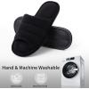 imageshevalues Terry Cloth Open Toe Slippers for Women Memory Foam Slip On House SlippersBlack