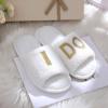 imageshevalues Terry Cloth Open Toe Slippers for Women Memory Foam Slip On House SlippersBride I Do