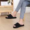 imageshevalues Terry Cloth Open Toe Slippers for Women Memory Foam Slip On House SlippersFuzzy Black