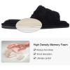 imageshevalues Terry Cloth Open Toe Slippers for Women Memory Foam Slip On House SlippersFuzzy Black