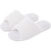 imageshevalues Terry Cloth Open Toe Slippers for Women Memory Foam Slip On House SlippersFuzzy White