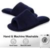 imageshevalues Terry Cloth Open Toe Slippers for Women Memory Foam Slip On House SlippersNavy