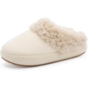 imageChantomoo Slippers for Women and Men Memory Foam Slippers House Shoes Faux Suede Upper Rubber Sole Faux Fur Lining Warm Comfy Indoor Fuzzy SlippersBeige