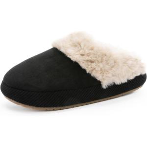 imageChantomoo Slippers for Women and Men Memory Foam Slippers House Shoes Faux Suede Upper Rubber Sole Faux Fur Lining Warm Comfy Indoor Fuzzy SlippersBlack