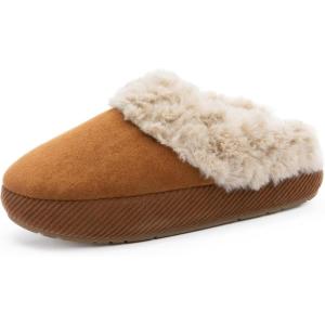 imageChantomoo Slippers for Women and Men Memory Foam Slippers House Shoes Faux Suede Upper Rubber Sole Faux Fur Lining Warm Comfy Indoor Fuzzy SlippersDark Brown