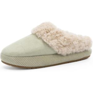 imageChantomoo Slippers for Women and Men Memory Foam Slippers House Shoes Faux Suede Upper Rubber Sole Faux Fur Lining Warm Comfy Indoor Fuzzy SlippersLight Green