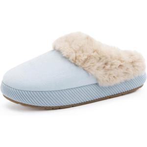 imageChantomoo Slippers for Women and Men Memory Foam Slippers House Shoes Faux Suede Upper Rubber Sole Faux Fur Lining Warm Comfy Indoor Fuzzy SlippersLlight Blue