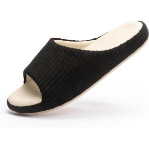 imageChantomoo Womens Slipper Memory Foam Slippers Comfy House Slippers Rubber Sole Bedroom Cozy Indoor Outdoor Home Slipper SlidesBlack
