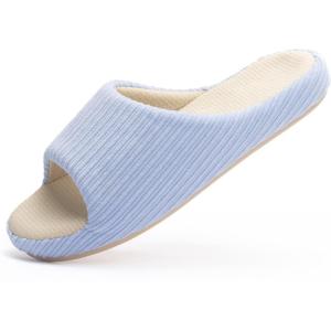 imageChantomoo Womens Slipper Memory Foam Slippers Comfy House Slippers Rubber Sole Bedroom Cozy Indoor Outdoor Home Slipper SlidesBlue