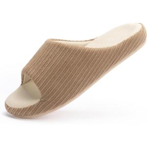 imageChantomoo Womens Slipper Memory Foam Slippers Comfy House Slippers Rubber Sole Bedroom Cozy Indoor Outdoor Home Slipper SlidesBrown