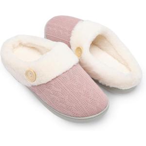 imageChantomoo Womens Slipper Warm Comfy Memory Foam House Slippers Knitted Shoes Faux Fur Lined AntiSkid Rubber Sole Bedroom Cozy Indoor Outdoor SlippersPink