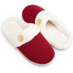 imageChantomoo Womens Slipper Warm Comfy Memory Foam House Slippers Knitted Shoes Faux Fur Lined AntiSkid Rubber Sole Bedroom Cozy Indoor Outdoor SlippersRed