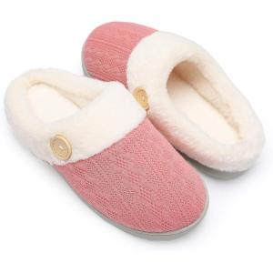 imageChantomoo Womens Slipper Warm Comfy Memory Foam House Slippers Knitted Shoes Faux Fur Lined AntiSkid Rubber Sole Bedroom Cozy Indoor Outdoor SlippersWatermelon Red