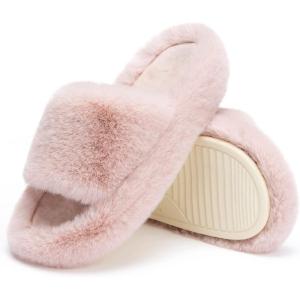 imageChantomoo Womens Slippers Memory Foam House Bedroom Slippers for Women Fuzzy Plush Comfy Faux Fur Lined Slide Shoes AntiSkid Sole Trendy Gift SlippersPink
