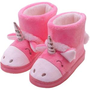 imageGirls Unicorn Slippers Warm Plush Comfy Bedroom Bootie Slippers BootsToddlerLittle Kid