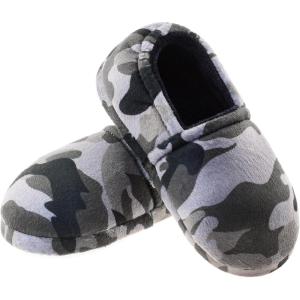 imageLA PLAGE Boys House Slippers with Cozy Memory Foam Slip On Camo House Shoes Breathable Indoor Outdoor Warm Winter Home Slippers for Little Big KidsCamouflage Grey