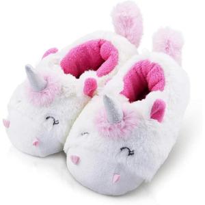 imageLA PLAGE Girls Unicorn Slippers for Toddler Kid Comfortable Wavelike Cozy Soft House Slippers for Toddler GirlUnicorn