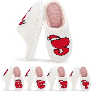 imageNineCiFun Christmas Slippers for Women Monogrammed Memory Foam House Slippers Santa hat Retro Soft Plush Warm Slipon Indoor Slippers Personalized Birthday Gifts shoesS