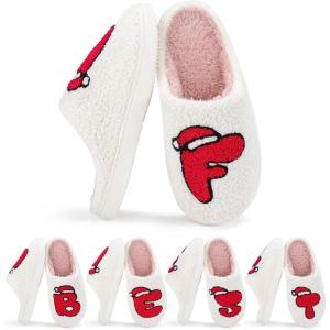 imageNineCiFun Christmas Slippers for Women Monogrammed Memory Foam House Slippers Santa hat Retro Soft Plush Warm Slipon Indoor Slippers Personalized Birthday Gifts shoesF