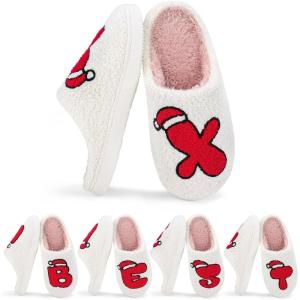 imageNineCiFun Christmas Slippers for Women Monogrammed Memory Foam House Slippers Santa hat Retro Soft Plush Warm Slipon Indoor Slippers Personalized Birthday Gifts shoesX