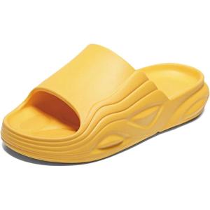 imageNineCiFun Mens Cloud Slides Cushioned Sandals Summer House Slippers for Indoor Outdoor Use Nonslip Bathroom Shower Slide Sandals Slip on Pillow SlippersYellow