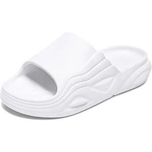 imageNineCiFun Mens Cloud Slides Cushioned Sandals Summer House Slippers for Indoor Outdoor Use Nonslip Bathroom Shower Slide Sandals Slip on Pillow SlippersWhite