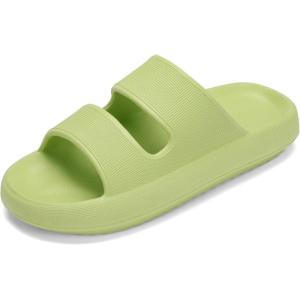 imageNineCiFun Unisex Pillow Slippers Cloud Slides for Women and Men Platform Slide Sandals with Arch SupportGreen