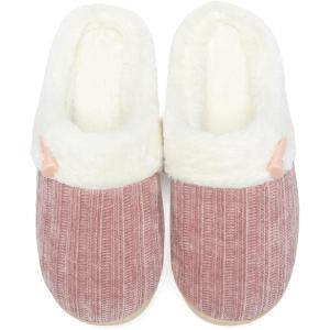 imageNineCiFun Womens Comfy House Slippers Memory Foam Fuzzy Bedroom Scuffs Slippers Indoor Outdoor Anti Skid Home Slippers Shoes with Warm Plush LiningDark Pink